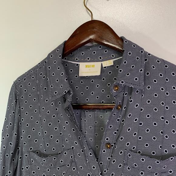 Maeve Anthropologie Button Down Blouse Women’s 6 Gray Geometric Print - Picture 10 of 16